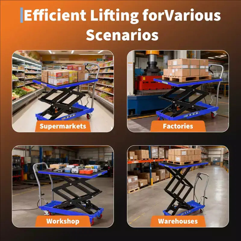 Hydraulic Lift Table Cart,330lbs Capacity 50 Lifting Height , Non-Slip Pad, 4 Wheels & Reflective Strips,for Material Handling & Transportation