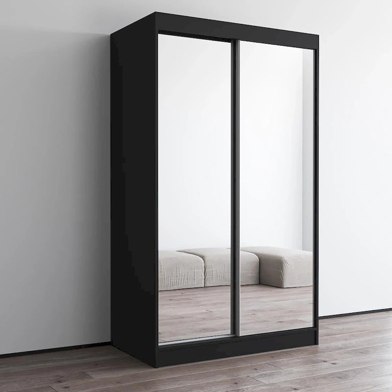 Mirrored 2-Door Wardrobe Armoire with High-Gloss Finish | 47 or 59 Wide