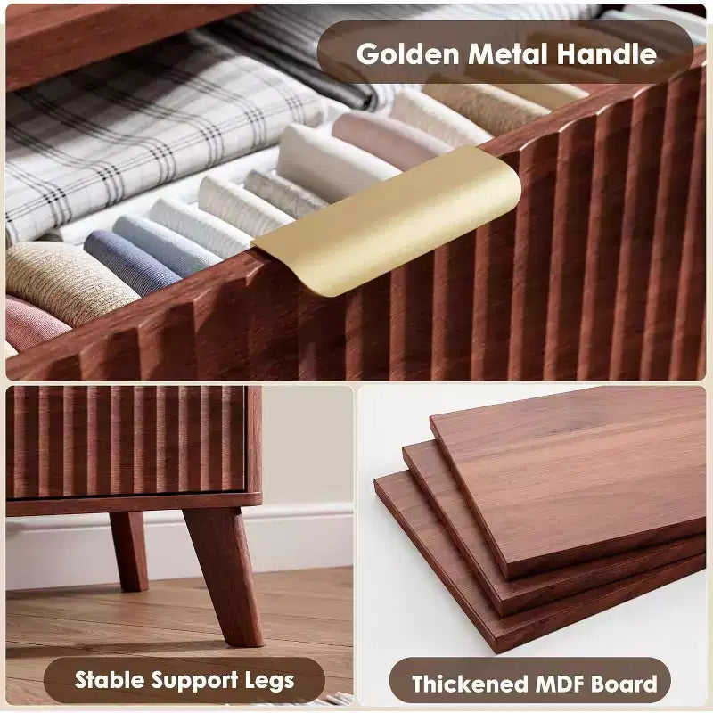 Fluted 9-Drawer Dresser, 60.6 Wide Wood Chest of Drawers with Deep Storage, for Bedroom, Living Room, or Hallway Use