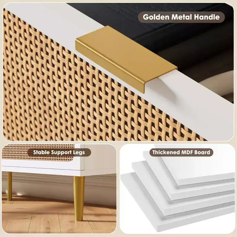 Rattan chest of drawers for the bedroom, large-capacity drawer cabinets for the wardrobe, suitable for the living room, hallway, and childrens room.