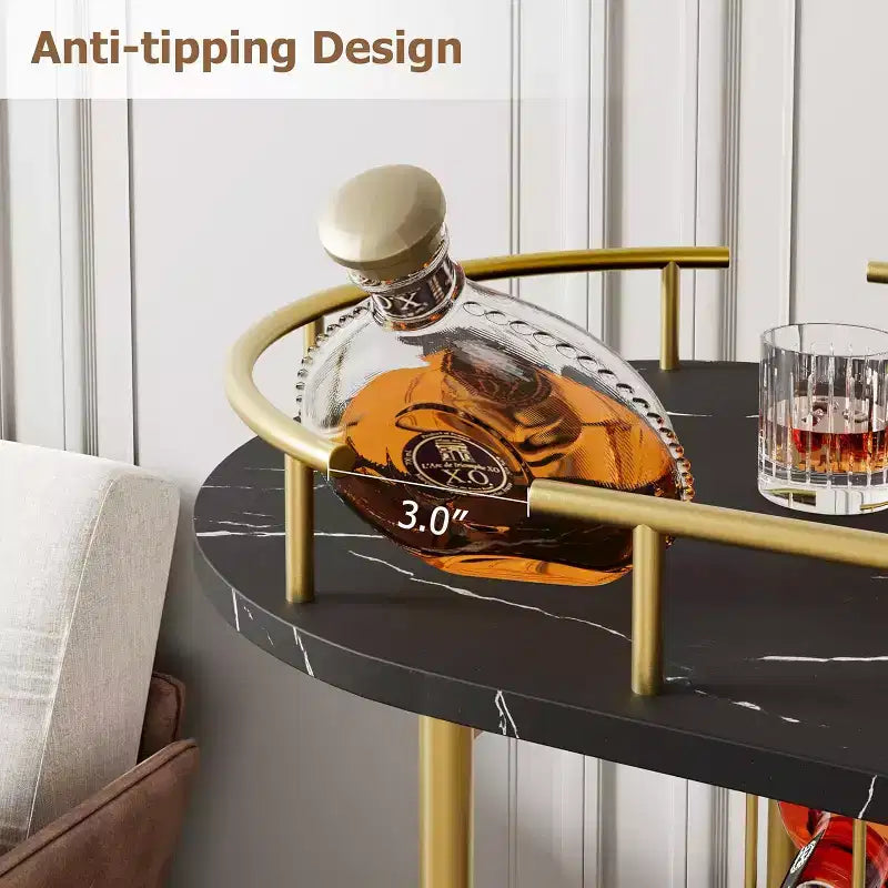 Bar Carts with 4-Tiers Storage ShelvesMobile Bar Seving Carts On Wheels with Wine Rack and Glass Holder for Kitchen, Dining Room, Living Room