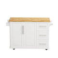 Dessert de cuisine roulant avec armoire à 2 portes et 3 tiroirs, dessus en bois massif extensible