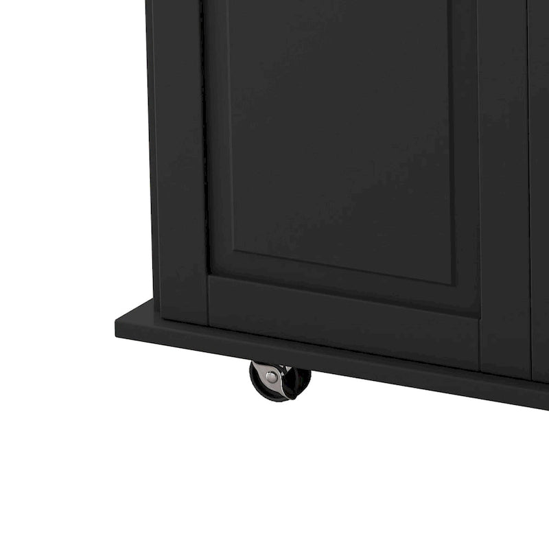 Dessert de cuisine roulant avec armoire à 2 portes et 3 tiroirs, dessus en bois massif extensible