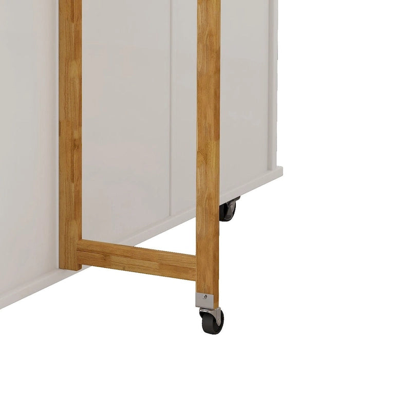 Dessert de cuisine roulant avec armoire à 2 portes et 3 tiroirs, dessus en bois massif extensible