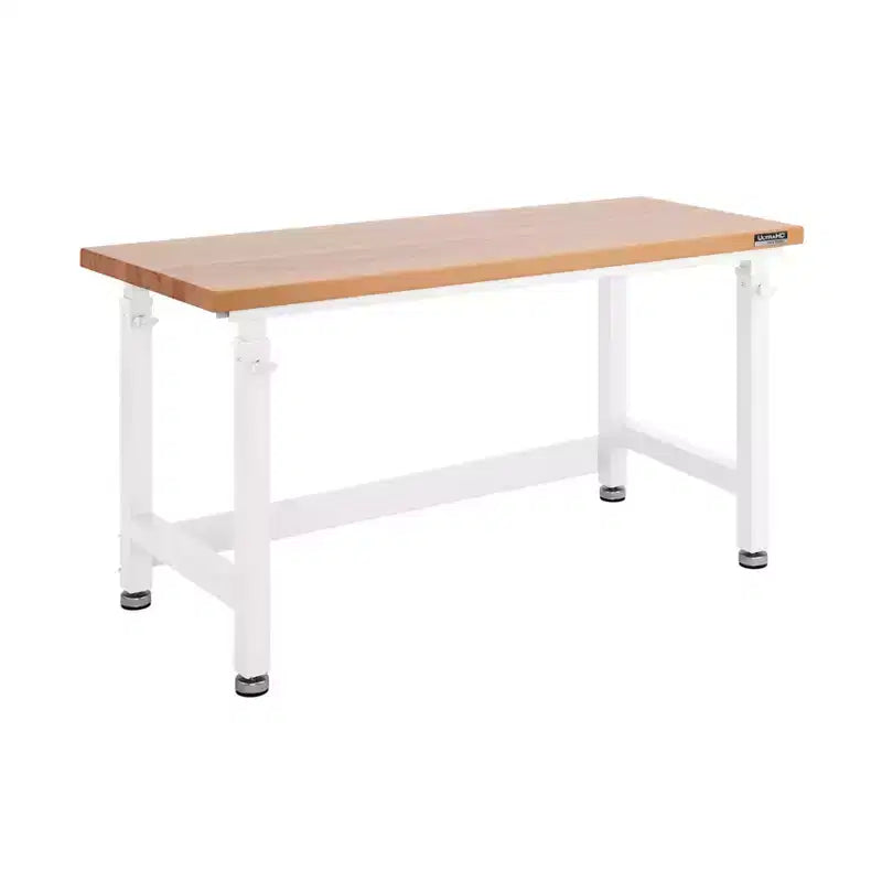 Heavy Duty 60 Adjustable Height Workbench Table with Wood Top