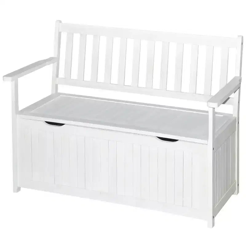 Outsunny 41 Gallon Outdoor Storage Bench, Wooden Deck Box with Inner Waterproof PE Lining, 2-Seat Container for Patio Garden Balcony Yard