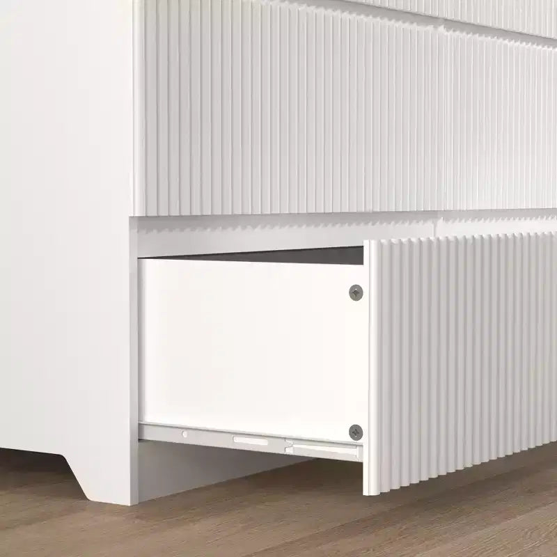 6 Drawer Dresser for Bedroom, 47W Fluted Chest of Drawers, Wooden Dresser TV Stand, Clothes Storage Organizer for Bedroom,Hallway, Entryway