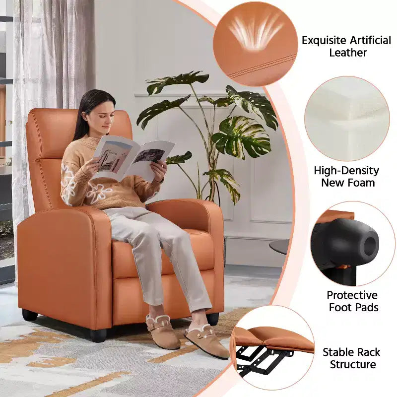Yaheetech Set of 2 Modern PU Leather Recliner Sofas for Living Room, Bedroom