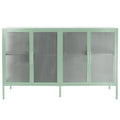 Stylish 4-Door Tempered Glass Cabinet, 4 Glass Doors Adjustable Shelf