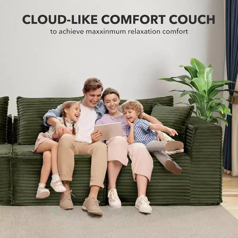 107/ 137 Modular Sectional Cloud Couch,Deep Seat Boneless Couch,Convertible Comfy Floor Sofas with Ottomans and Memory Foam
