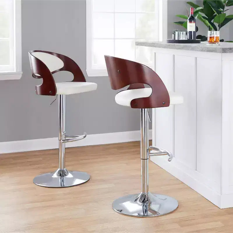 Set of 2 Pino Mid - Century Modern Adjustable Barstool with Swivel - Lumisource