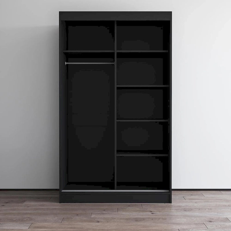 Mirrored 2-Door Wardrobe Armoire with High-Gloss Finish | 47 or 59 Wide