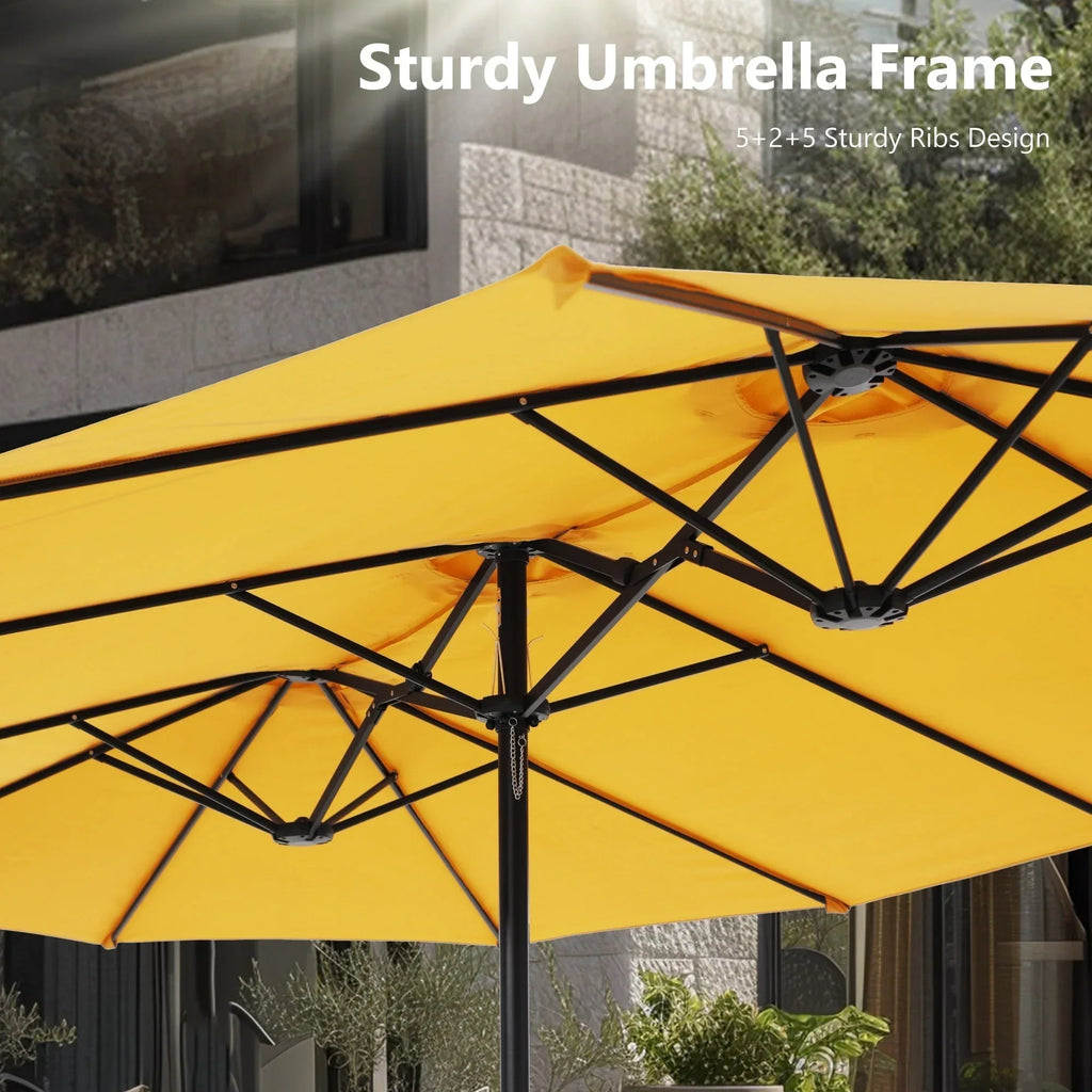 MAISON ARTS 15ft Double-Sided Patio Extra Large Twin Umbrella with Base Included