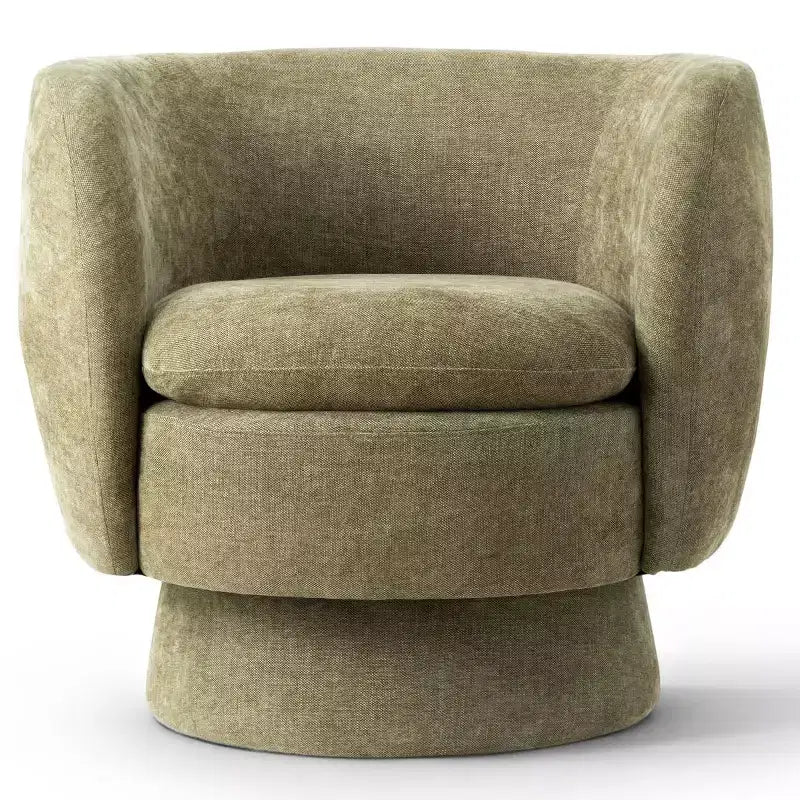 Set of 2 Modern Swivel Barrel Chair with Upholstered Fabric, 360 Rotating Accent Lounge Chair for Living Room, Bedroom-Panipeachy