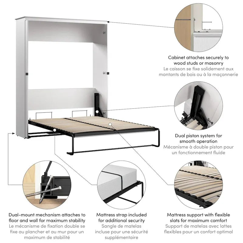 Key West 69W Queen Murphy Bed for Living Room or Guest Room by Bestar