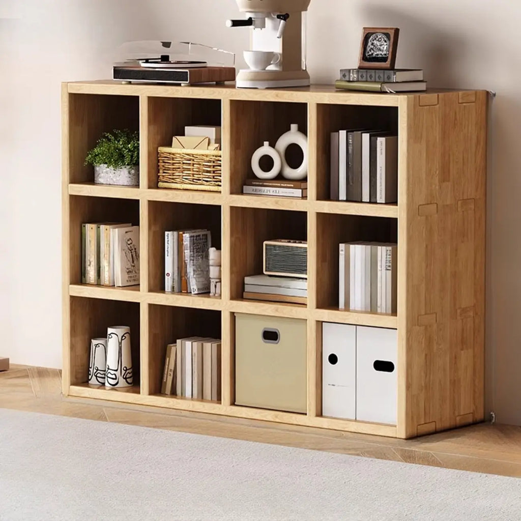 Modern Horizontal Wood 8-Cube Natural Finish Bookcase
