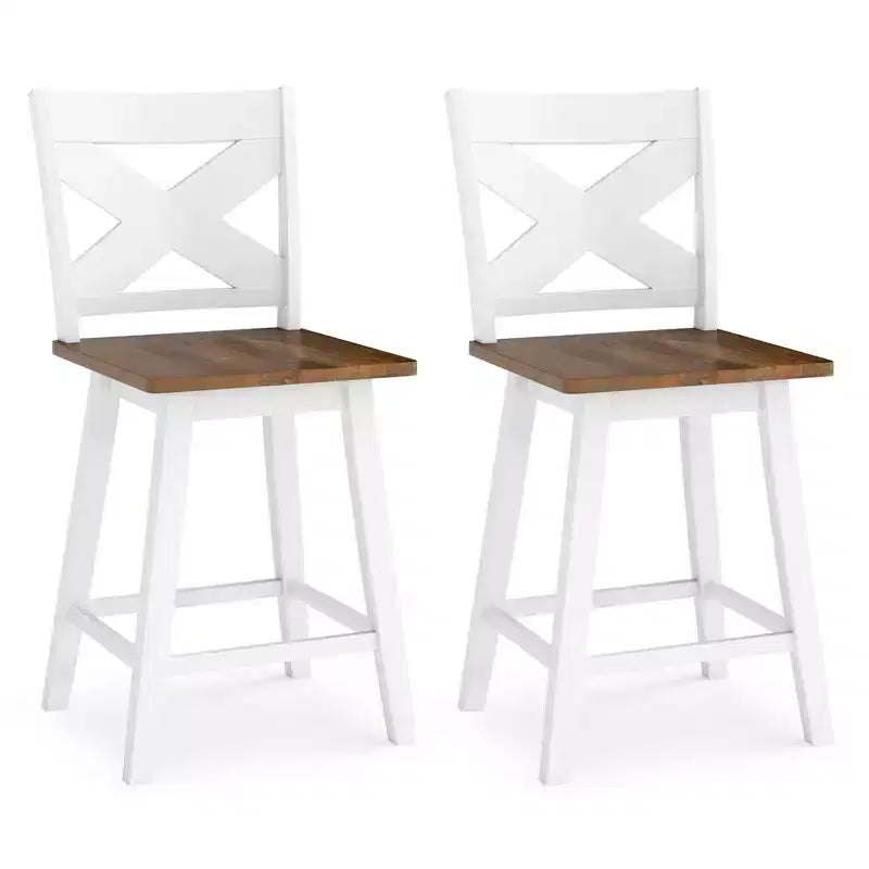 Costway 24 Swivel Barstools Set of 4 w/Backrest Large Seat Footrest for Kitchen Island