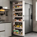Modern Wooden Buffet Table with Open Shelves and Caster