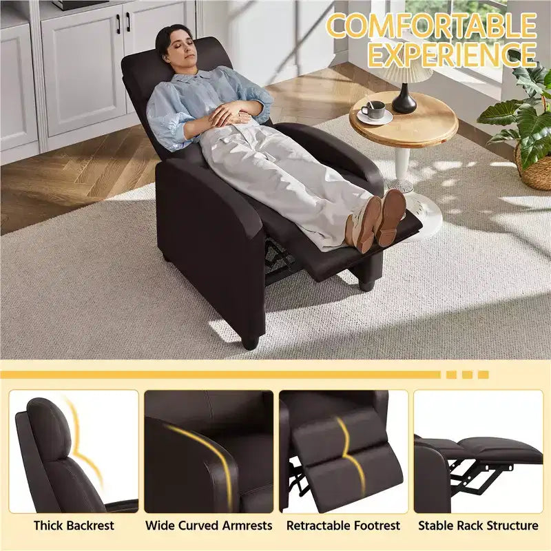 Yaheetech Set of 2 Modern PU Leather Recliner Sofas for Living Room, Bedroom