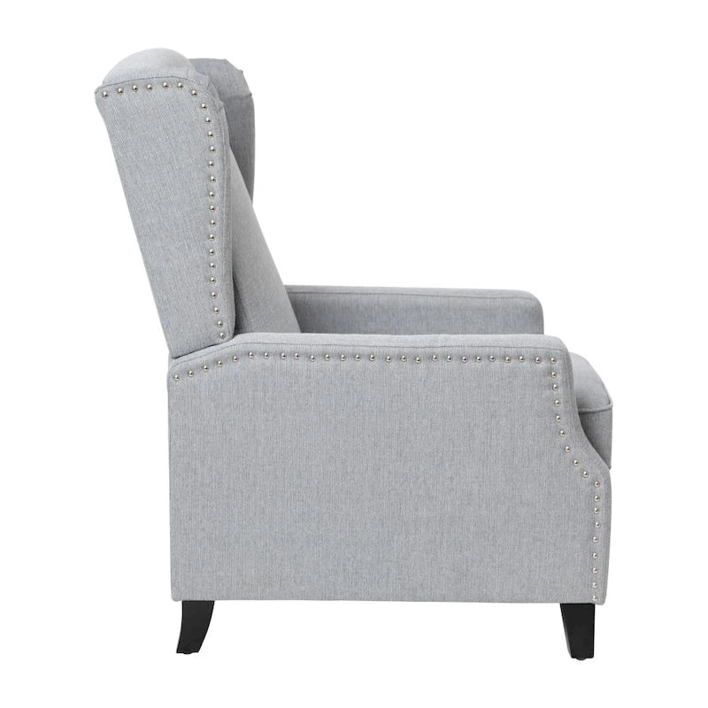 Push Back Wing Back Pocket Spring Recliner with Side Accent Nail Trim