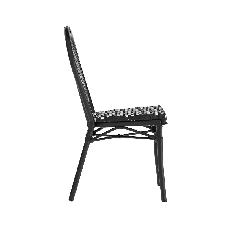 Flash Furniture Lourdes Indoor/Outdoor Commercial Thonet Bistro Stacking Chair, PE Rattan and Aluminum Frame