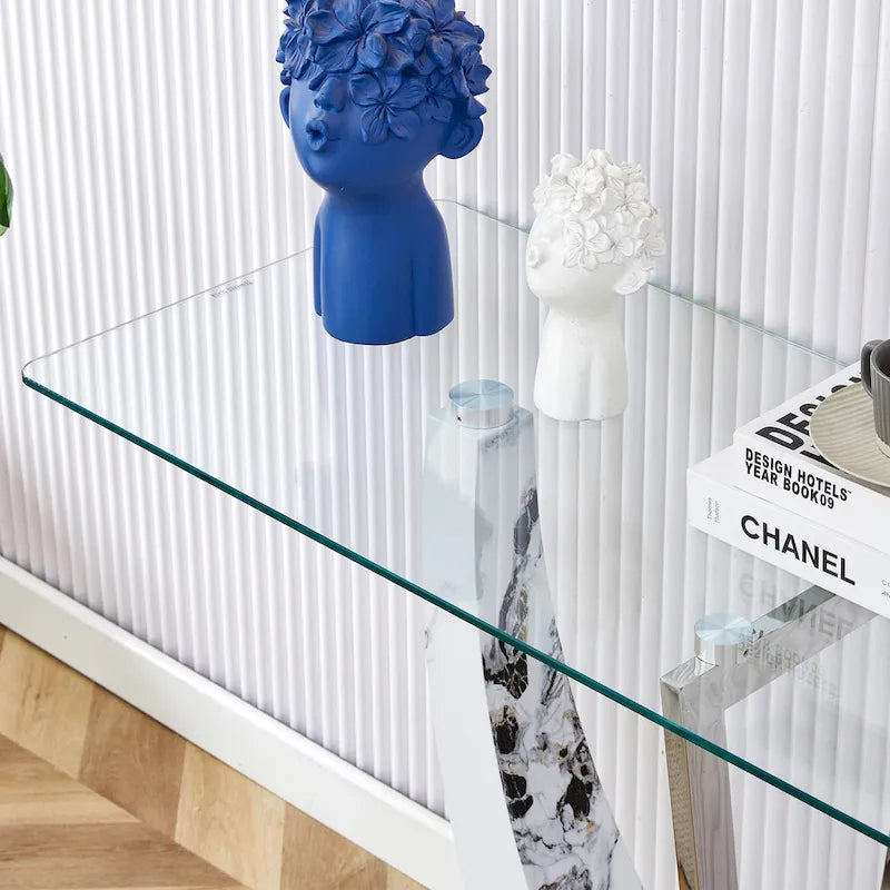 Modern and simple rectangular glass console table