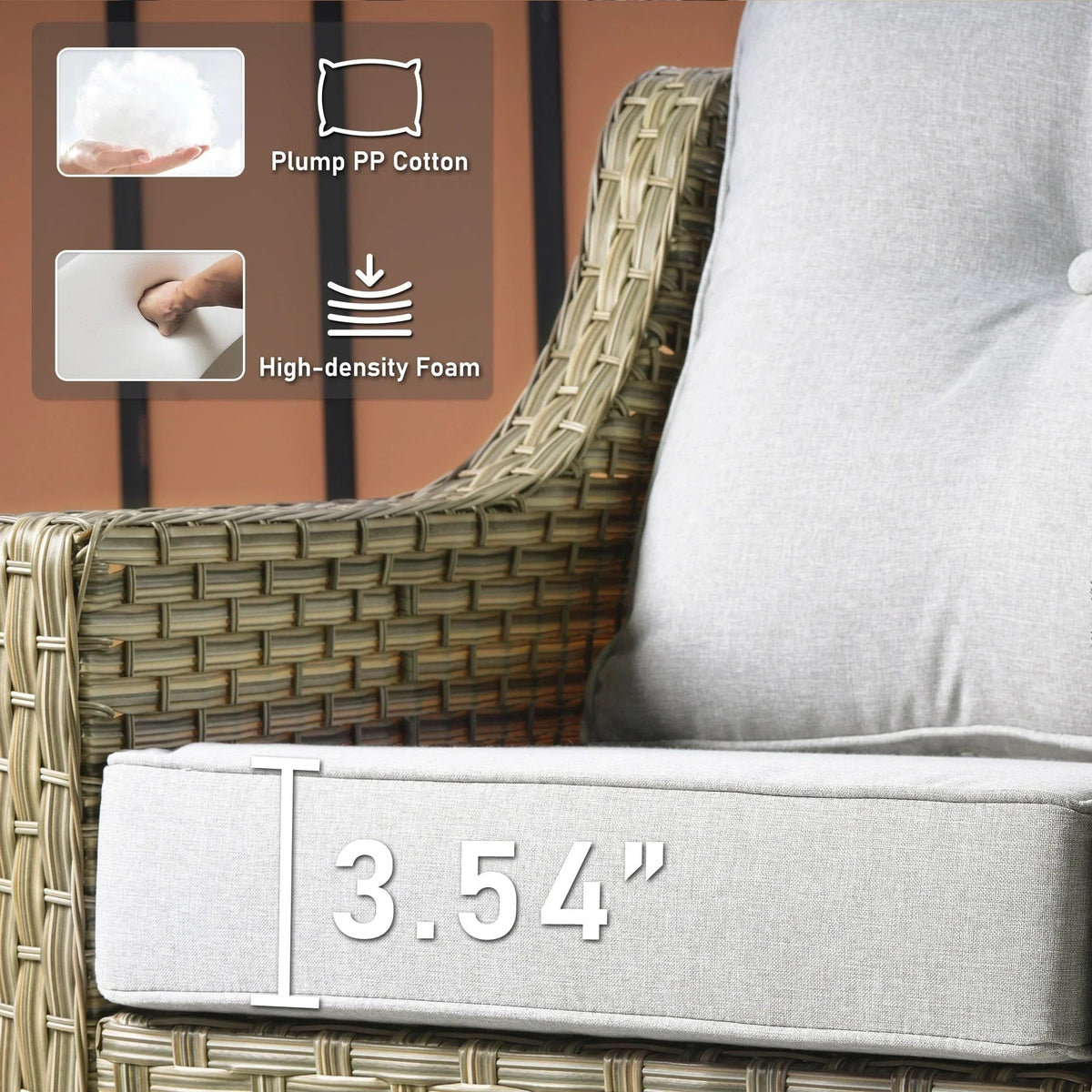 HOOOWOOO 2-piece High Back Wicker Rattan Outdoor Patio Chair Set