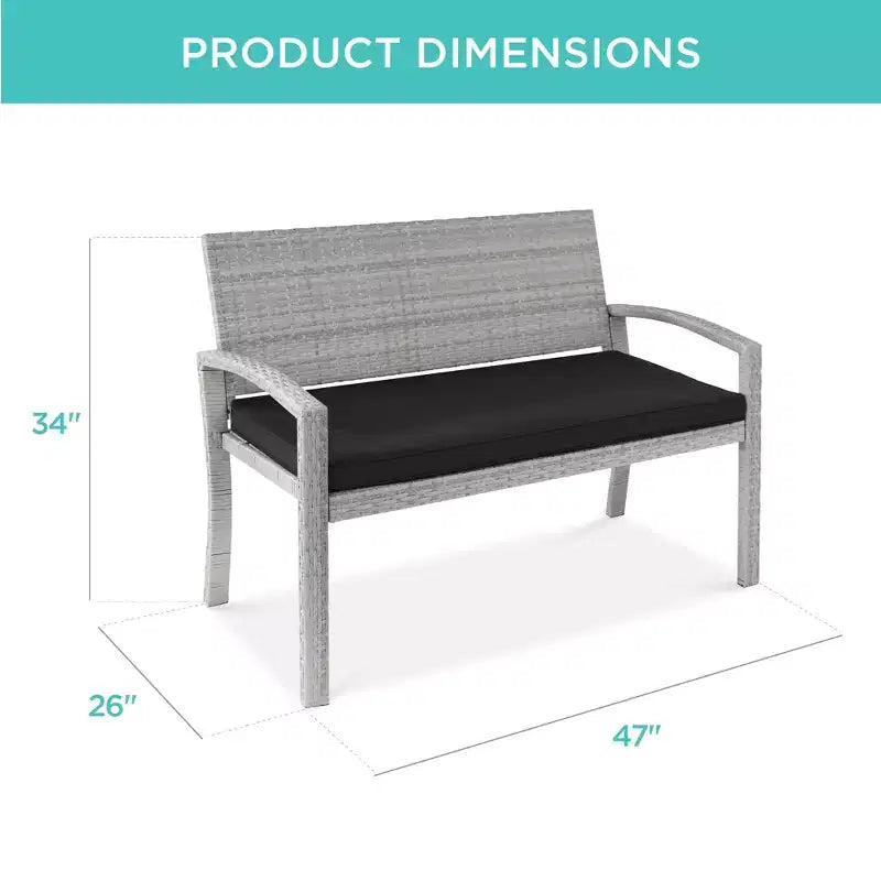 Best Choice Products 2-Person Outdoor Wicker Bench Garden Patio Porch Furniture w/ 700lb Capacity, Cushion