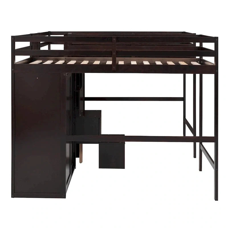 Double Twin Loft Beds with Wardrobes and Staircase