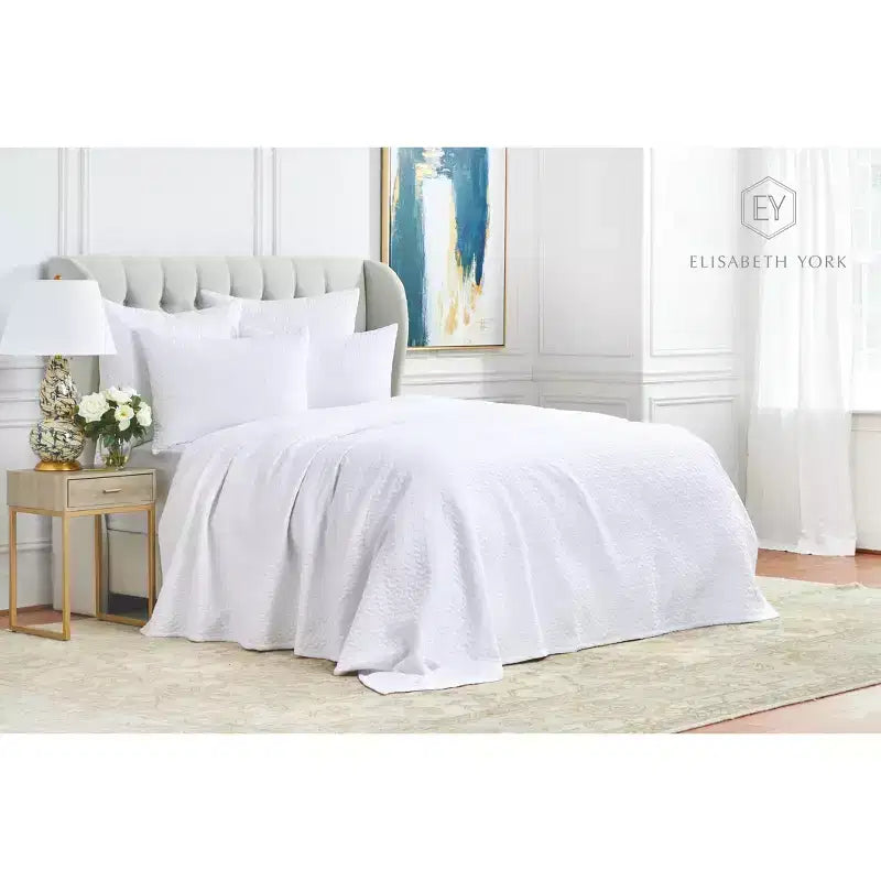 EY Essentials Vance Dove King Matelasse Geometric Chevron Pattern King Bedspread