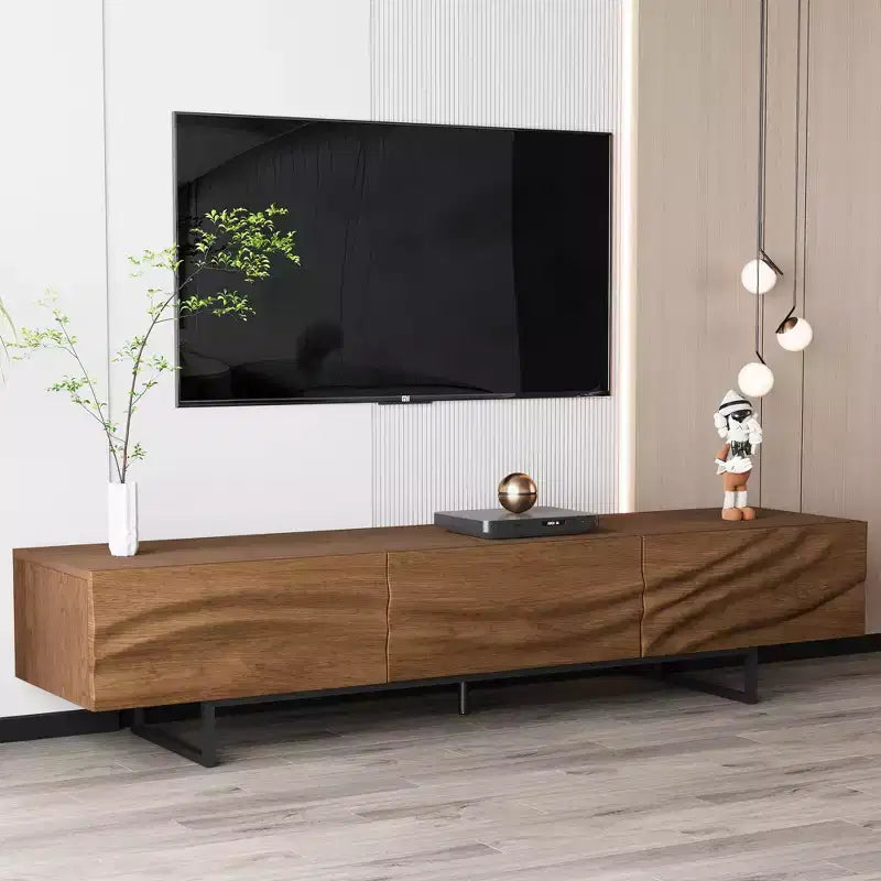 82.83 Inch Modern TV Stand with Solid Wood Drawers and Vents, Media Console for Living Room