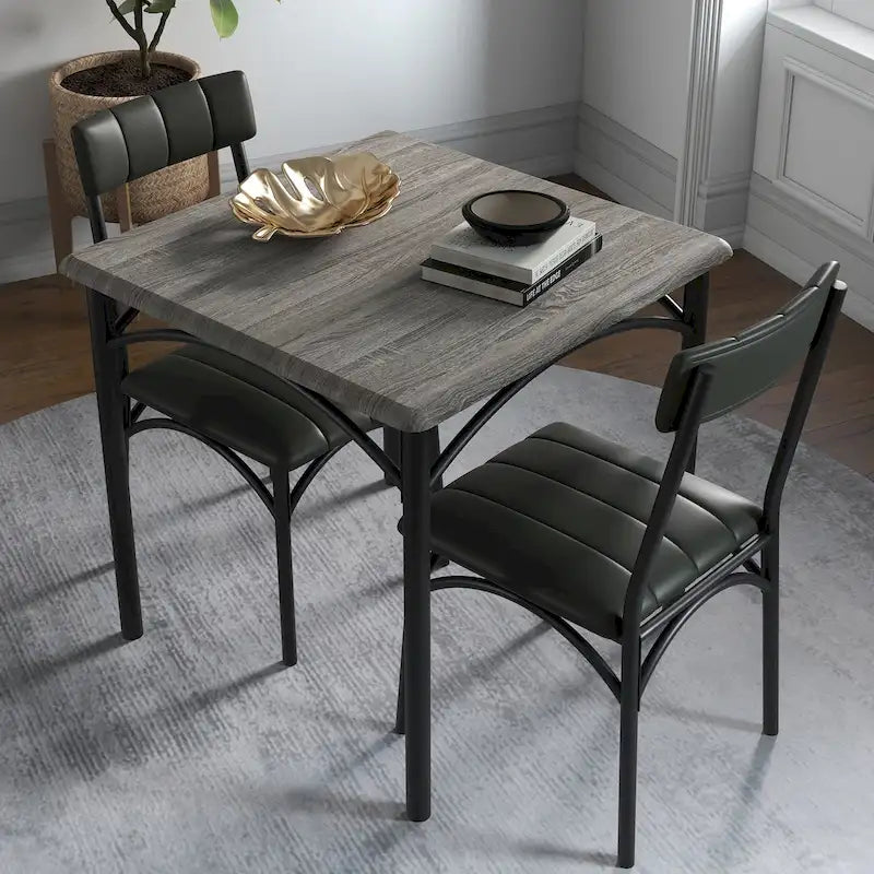 Kitchen Dining Table Set for 2 with Upholstered Chairs