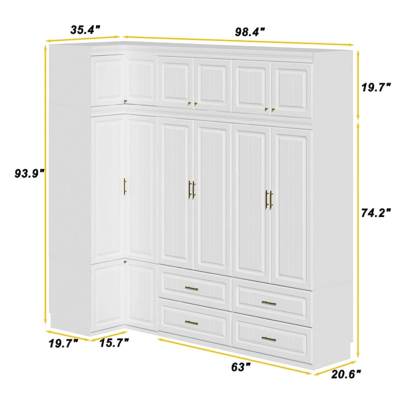 Closet Organizatin Armoires Wardrobes Hanging 4 Drawers Large Storage