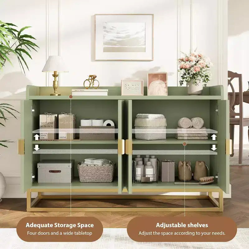 Buffet Cabinet with Storage Sideboard 4 Doors 47.2 Wide Modern Media Console Cabinet