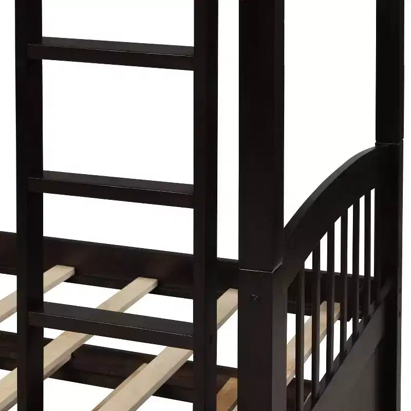 Twin Bunk Bed with Ladder, Safety Rail, Twin Trundle Bed with 3 Drawers for Teens Bedroom, Guest Room Furniture