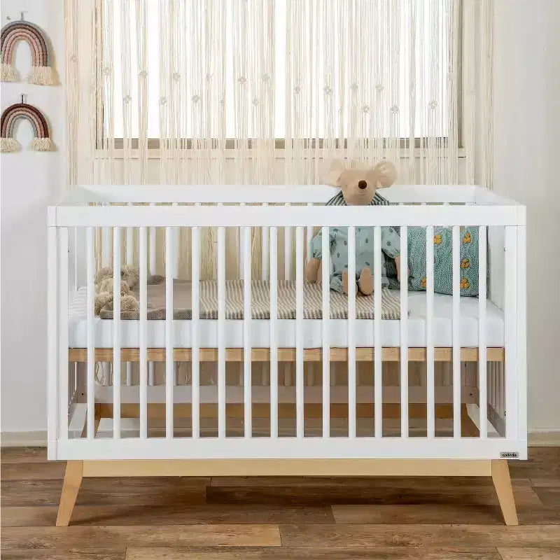 3-in-1 Convertible Crib, Solid European Beechwood, GREENGUARD Gold Certified, Made in Italy