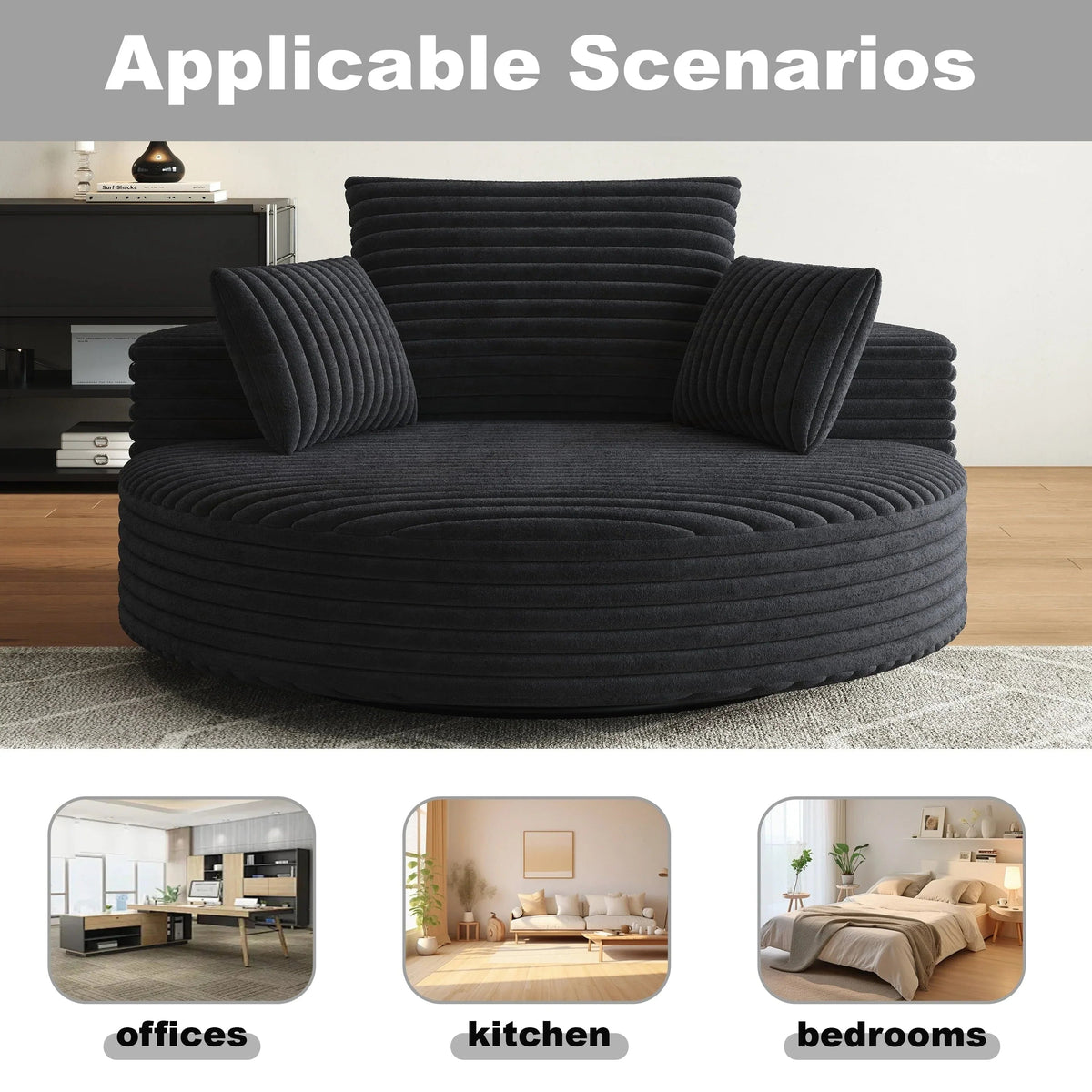 Corduroy Chenille Foam Single Swivel Chair
