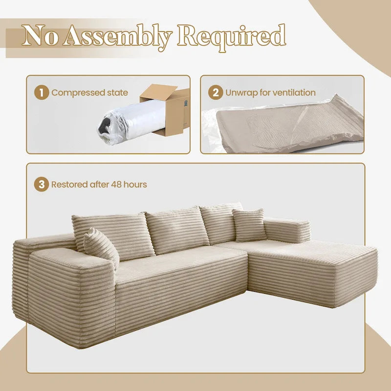 Modern Upholstery Chaise Sofa with Pillows for Living Room