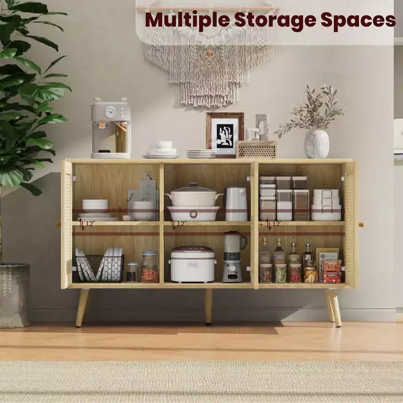 Brown Rattan-Style 2-Piece Living Room Set (TV Stand + Coffee Table), Seats 1