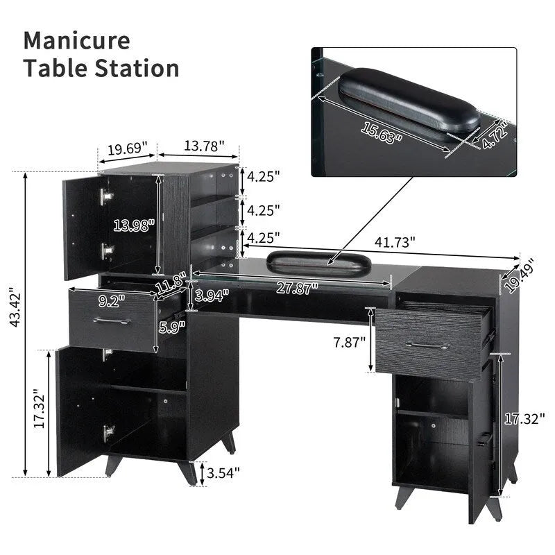 55-Inch Computer Desk with Shelves, Drawers and Cabinet