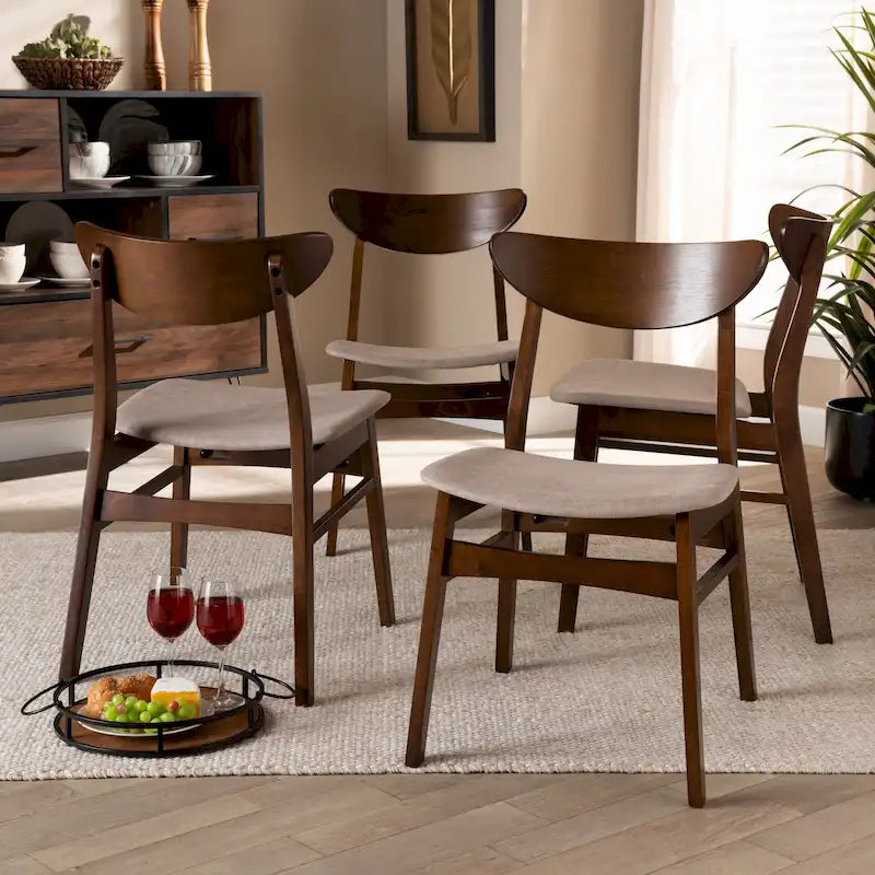 Parlin Mid-Century Modern Transitional 4-Piece Dining Chair Set