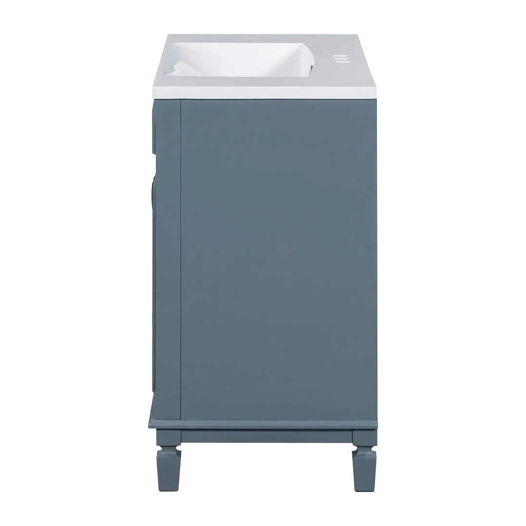 36 Modern Bathroom Vanity with Top Sink and Mirror Cabinet,2 Doors and 2 Drawers