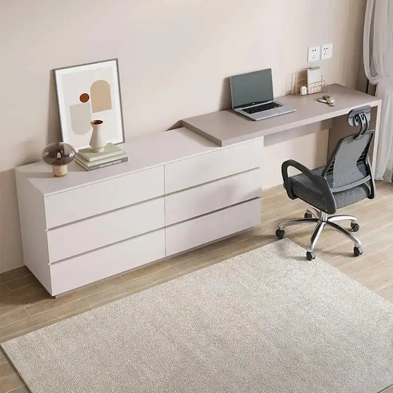 97.63  Modern Home Office Expandable Dresser Desk Combo with 6 Drawers