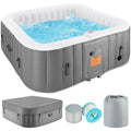 4-6 Person Outdoor Inflatable Hot Tub Spa with Control Panel & 130 Jets, Insulated Tub Cover & Floor Protector - 75???W