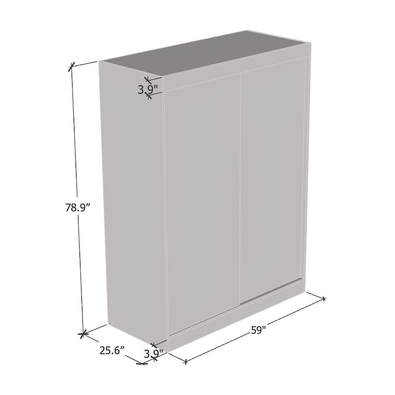 Mirrored 2-Door Wardrobe Armoire with High-Gloss Finish | 47 or 59 Wide