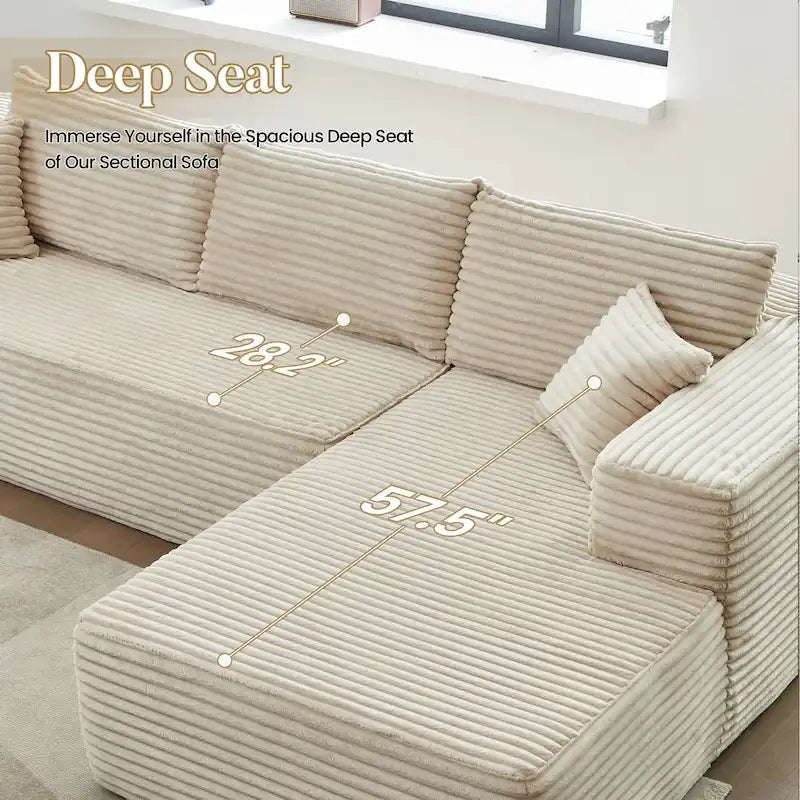 Modern Upholstery Chaise Sofa with Pillows for Living Room