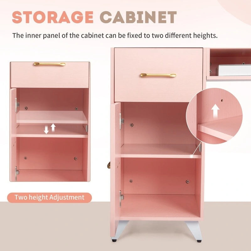 55-Inch Computer Desk with Shelves, Drawers and Cabinet