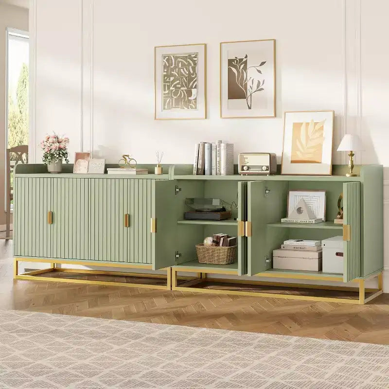 Buffet Cabinet with Storage Sideboard 4 Doors 47.2 Wide Modern Media Console Cabinet