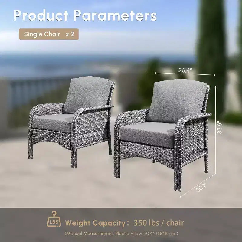 HOMLUX Set of 2 Patio Wicker Chairs Set Outdoor All Weather High Back Rattan Chairs