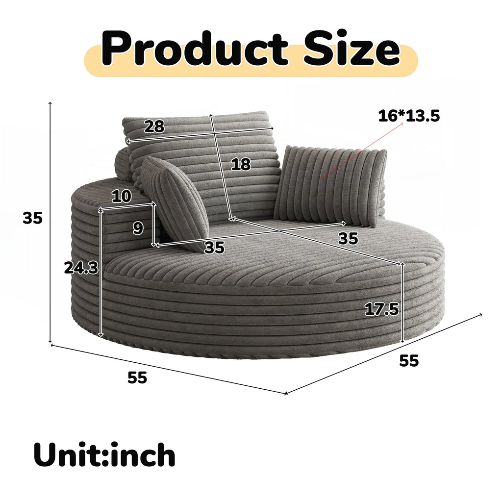 Corduroy Chenille Foam Single Swivel Chair